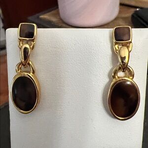 Gold-Tone Black Oval Drop Earrings - Anne Klein Women Jewelry